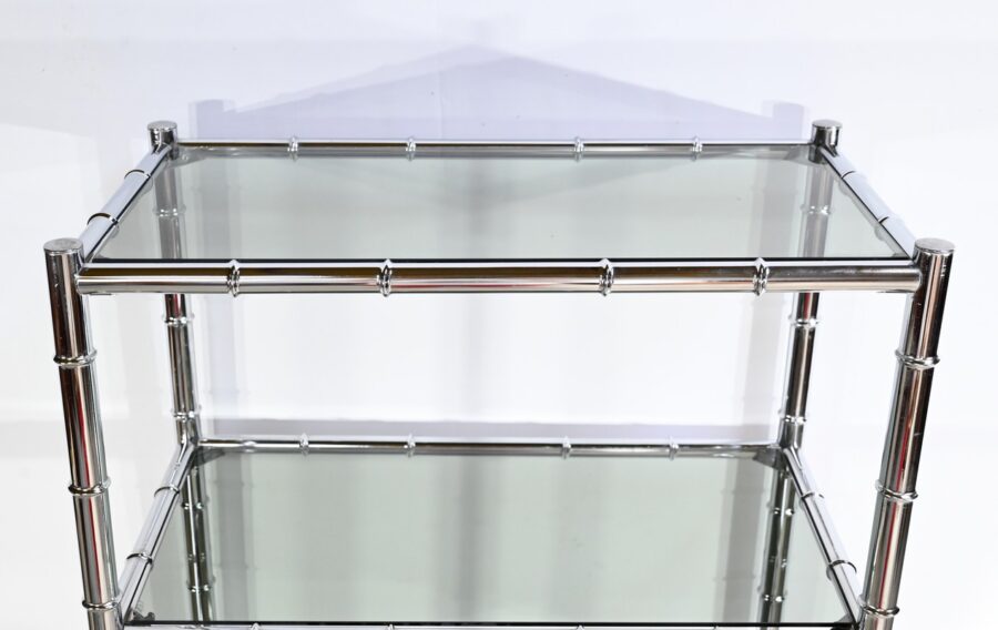 Étagère 5 Niveaux en Métal Chromé, esprit Bambou – 1970 – Image 8