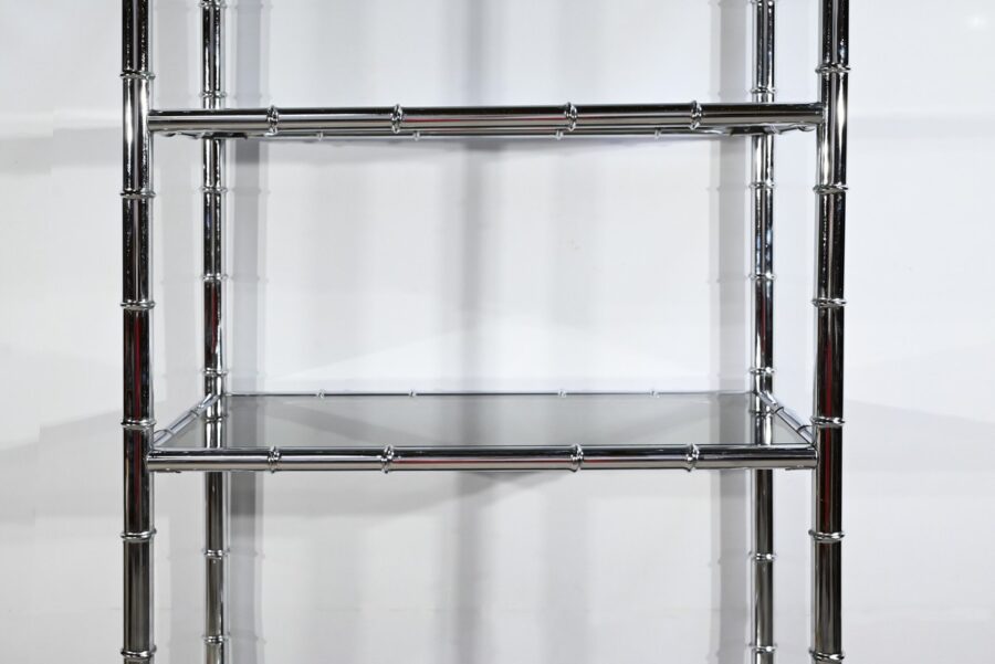 Étagère 5 Niveaux en Métal Chromé, esprit Bambou – 1970 – Image 9