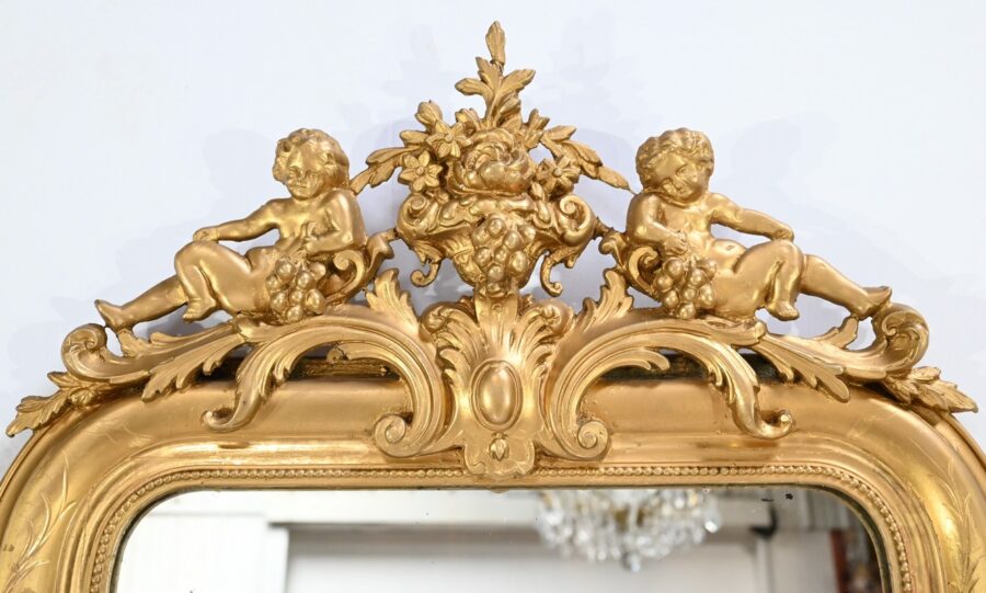 Important Miroir en Bois Doré, époque Louis Philippe – Milieu XIXe – Image 5