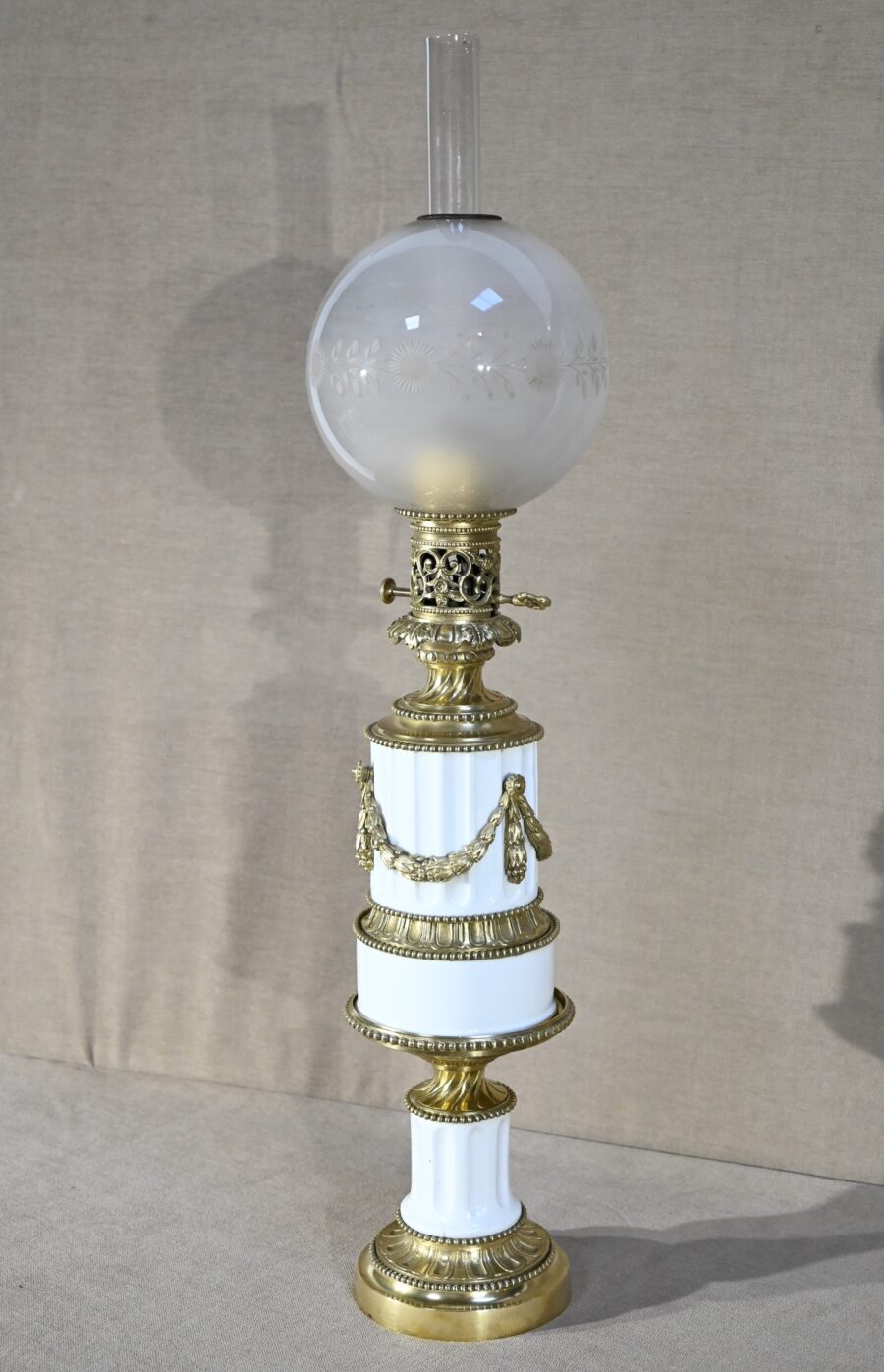 Lampe à Pétrole en Céramique, époque Napoléon III – Milieu XIXe – Image 4