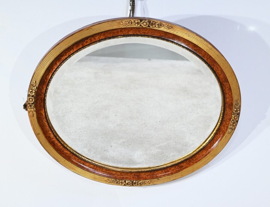 Miroir Ovale en Bois Doré – Début XXe