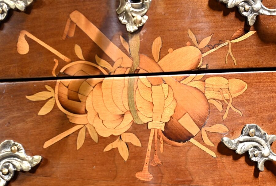 Petite Table Chiffonnière en Bois de Rose et Noyer, style Louis XV – 2ème Moitié XIXe – Image 11