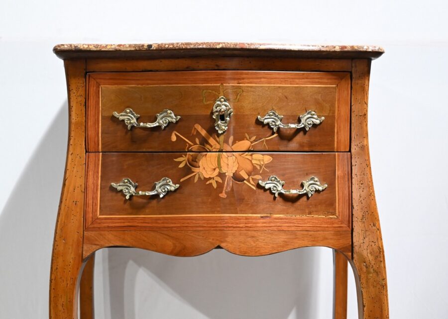 Petite Table Chiffonnière en Bois de Rose et Noyer, style Louis XV – 2ème Moitié XIXe – Image 8