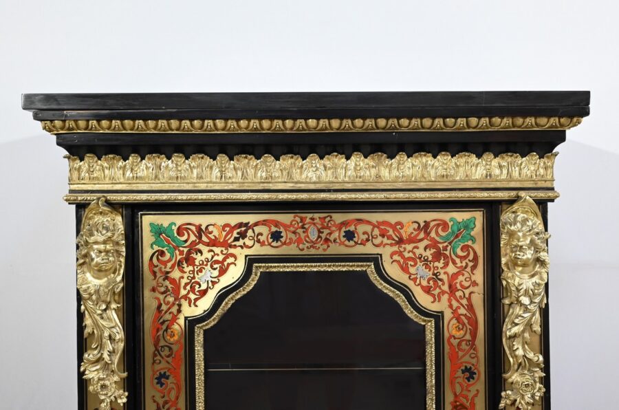 Petite Vitrine en Laiton et Poirier Noirci, époque Napoléon III – Milieu XIXe – Image 6