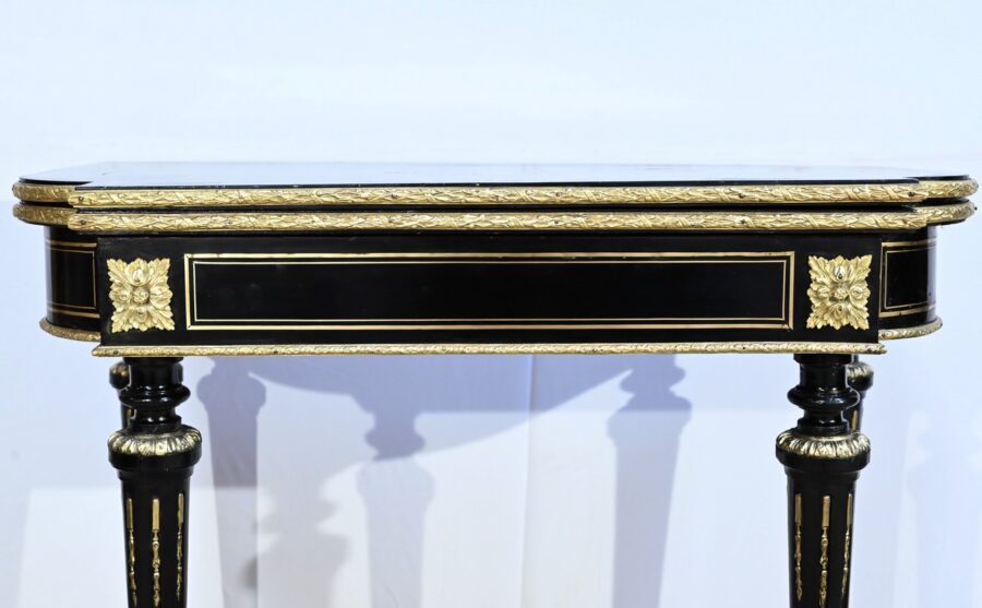 Console Table de Jeux en Bois Noirci, époque Napoléon III – Milieu XIXe – Image 10