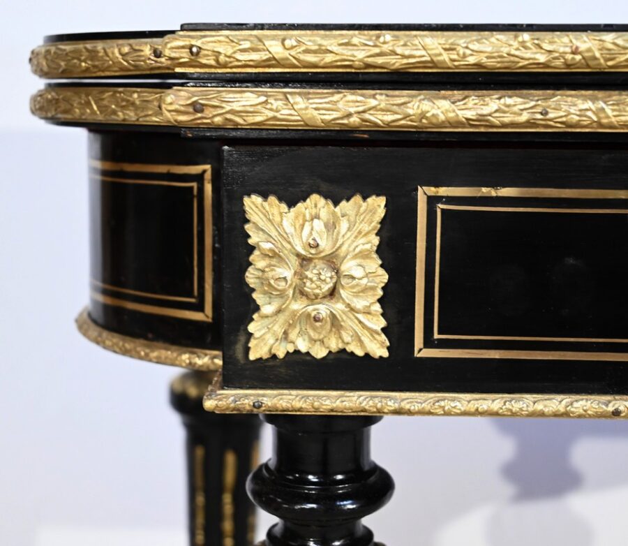 Console Table de Jeux en Bois Noirci, époque Napoléon III – Milieu XIXe – Image 11