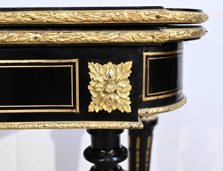 Console Table de Jeux en Bois Noirci, époque Napoléon III – Milieu XIXe – Image 12