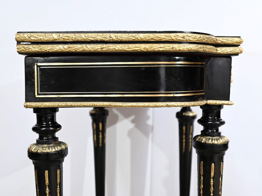 Console Table de Jeux en Bois Noirci, époque Napoléon III – Milieu XIXe – Image 17