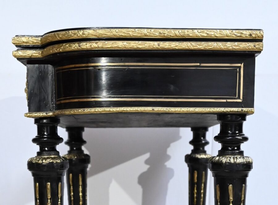 Console Table de Jeux en Bois Noirci, époque Napoléon III – Milieu XIXe – Image 19