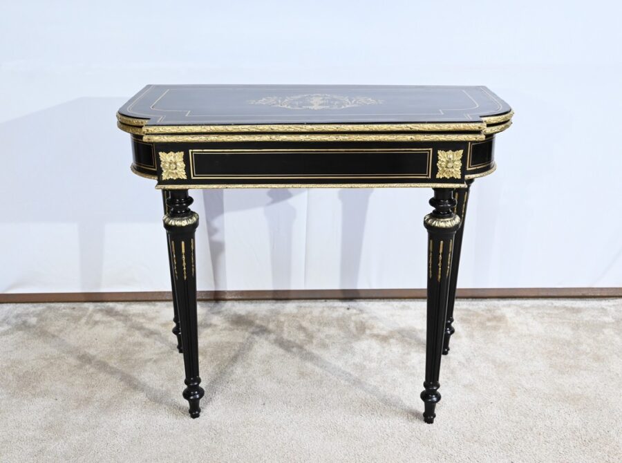 Console Table de Jeux en Bois Noirci, époque Napoléon III – Milieu XIXe – Image 20