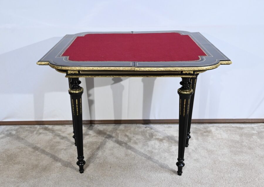 Console Table de Jeux en Bois Noirci, époque Napoléon III – Milieu XIXe – Image 23