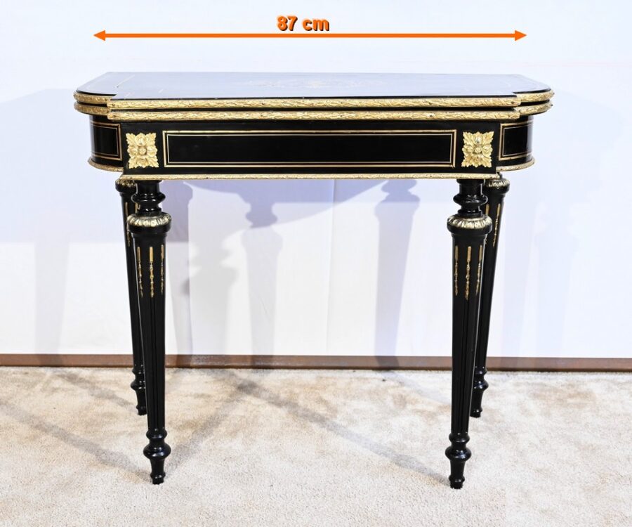 Console Table de Jeux en Bois Noirci, époque Napoléon III – Milieu XIXe – Image 28