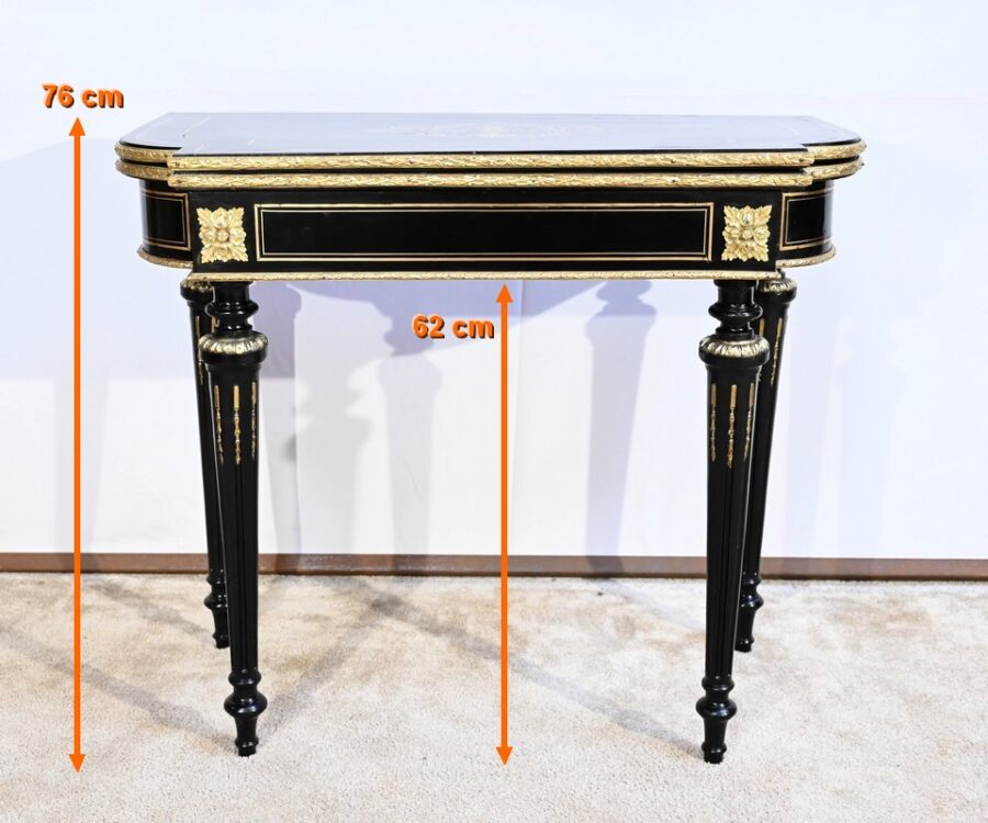 Console Table de Jeux en Bois Noirci, époque Napoléon III – Milieu XIXe – Image 30