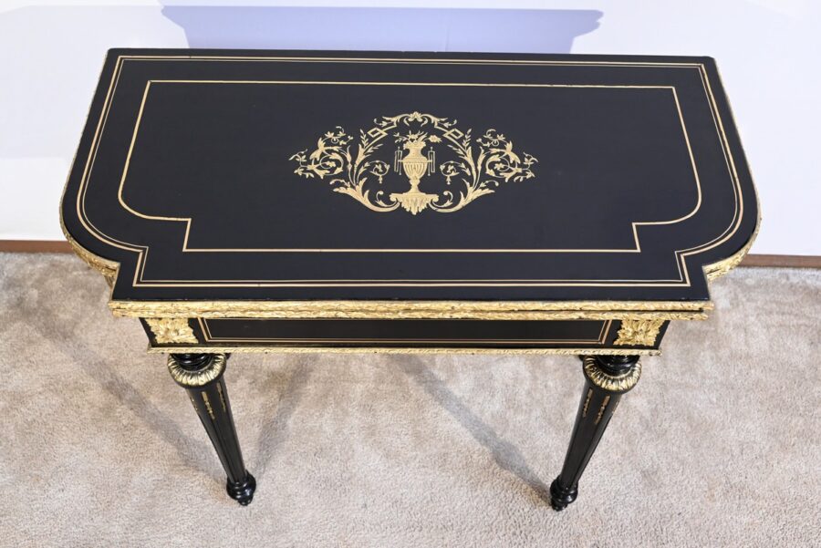 Console Table de Jeux en Bois Noirci, époque Napoléon III – Milieu XIXe – Image 5