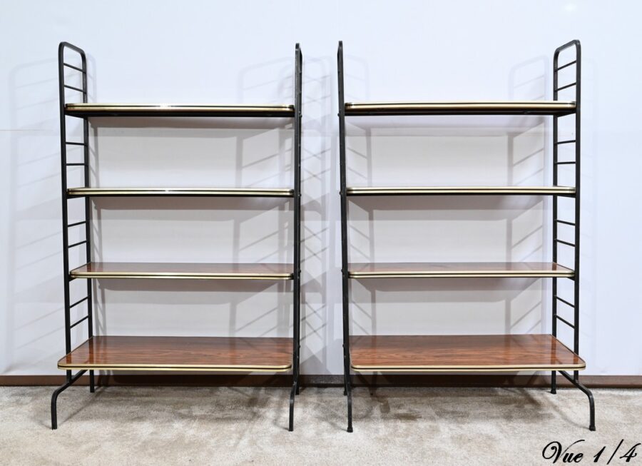Paire d’Etagères en Métal et Stratifié – 1950 – Image 4