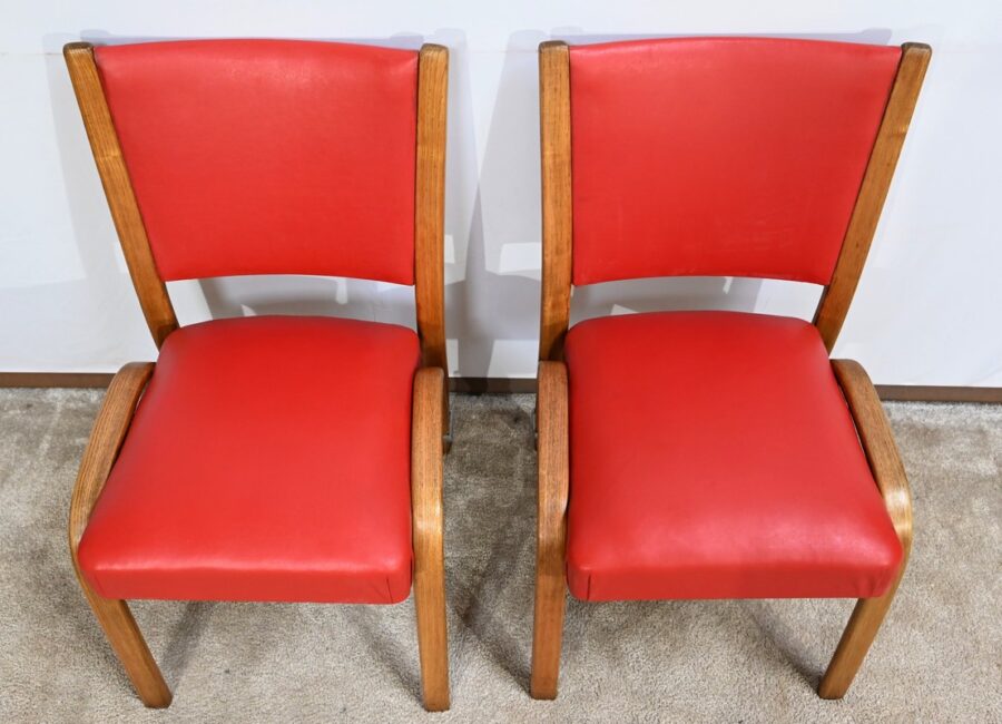 Paire de Chaises « Bow Wood », signée H.Steiner – 1950 – Image 4