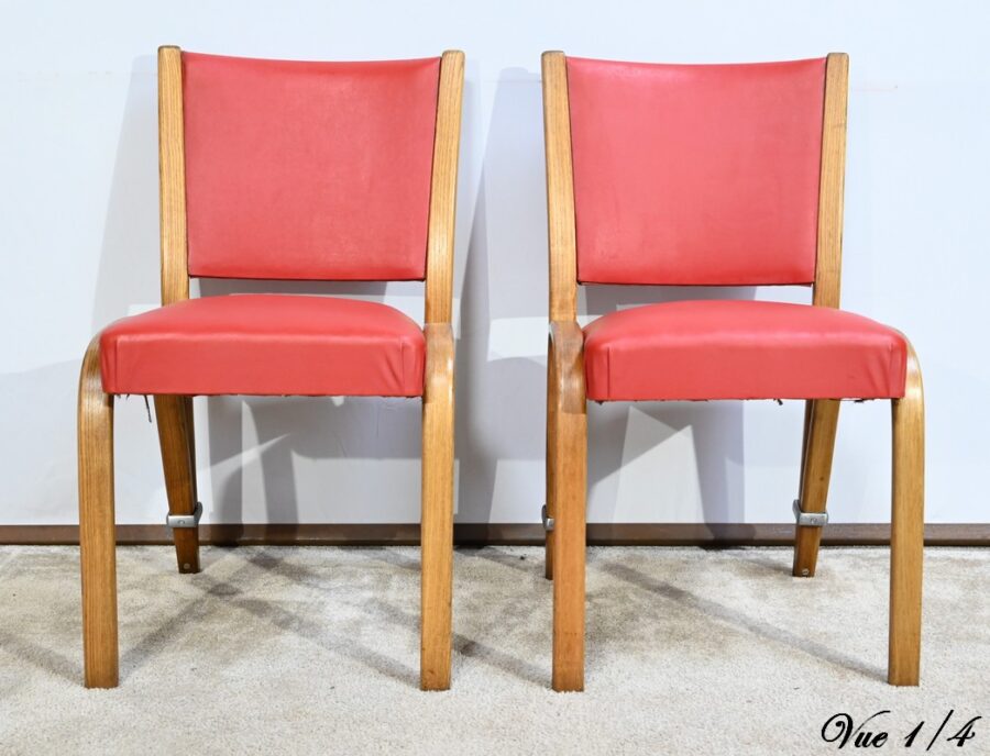 Paire de Chaises « Bow Wood », signée H.Steiner – 1950 – Image 9
