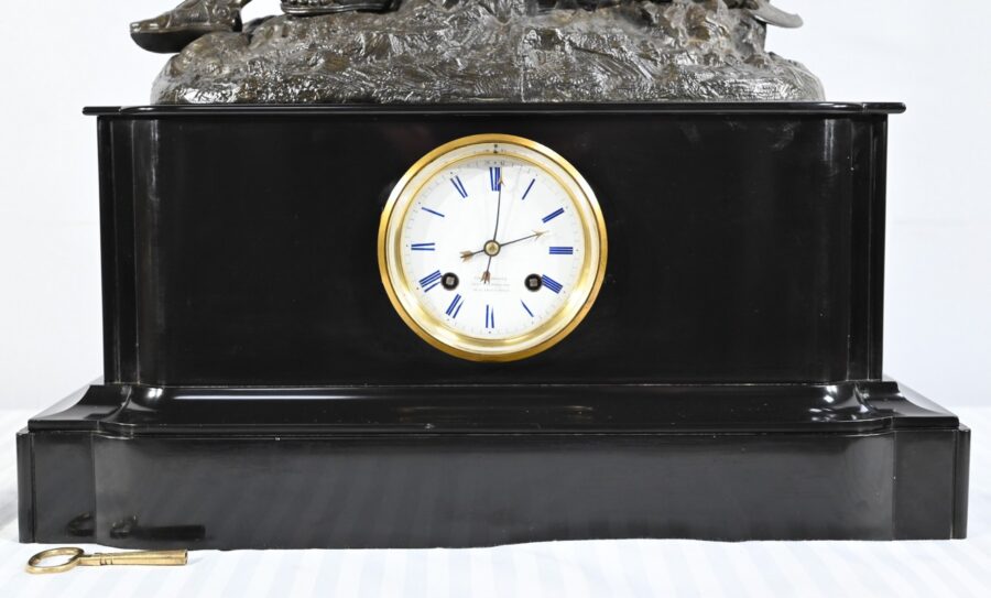 Pendule Borne en Marbre et Bronze, estampillée Viel & Delrue – Fin XIXe – Image 18