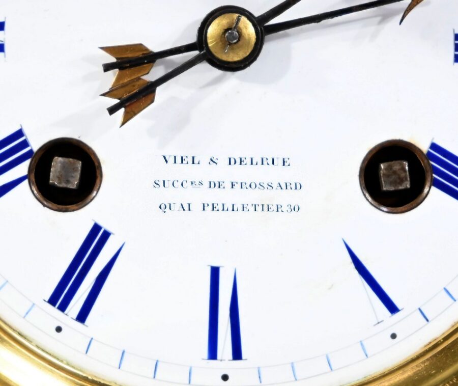 Pendule Borne en Marbre et Bronze, estampillée Viel & Delrue – Fin XIXe – Image 20