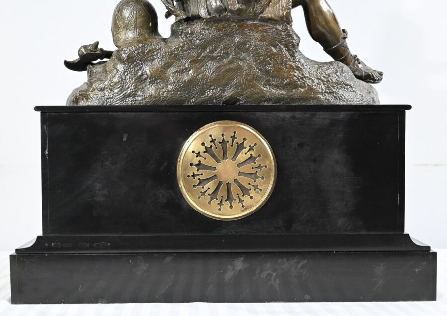 Pendule Borne en Marbre et Bronze, estampillée Viel & Delrue – Fin XIXe – Image 25