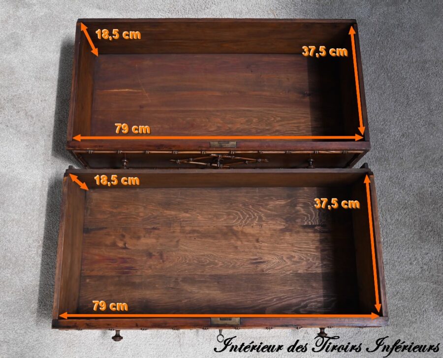 Petite Commode Coiffeuse en Pitchpin, esprit Bambou – 1920 – Image 33