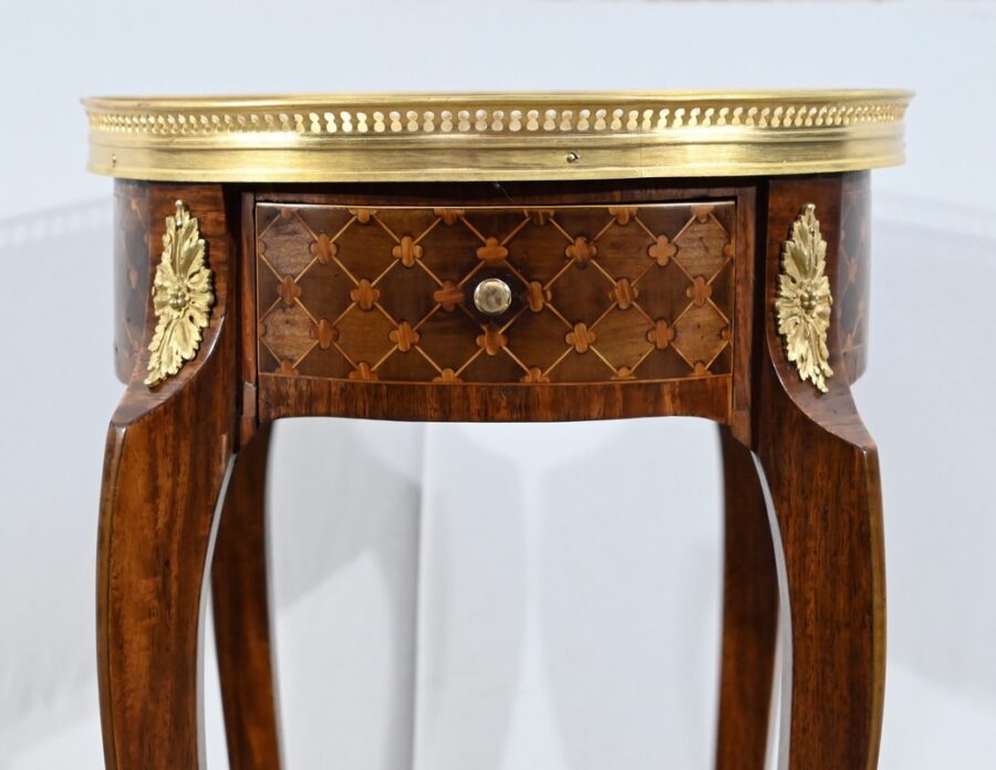 Petite Table de Salon en Bois de Rose et Acajou, style Louis XV/Louis XVI – Début XXe – Image 8