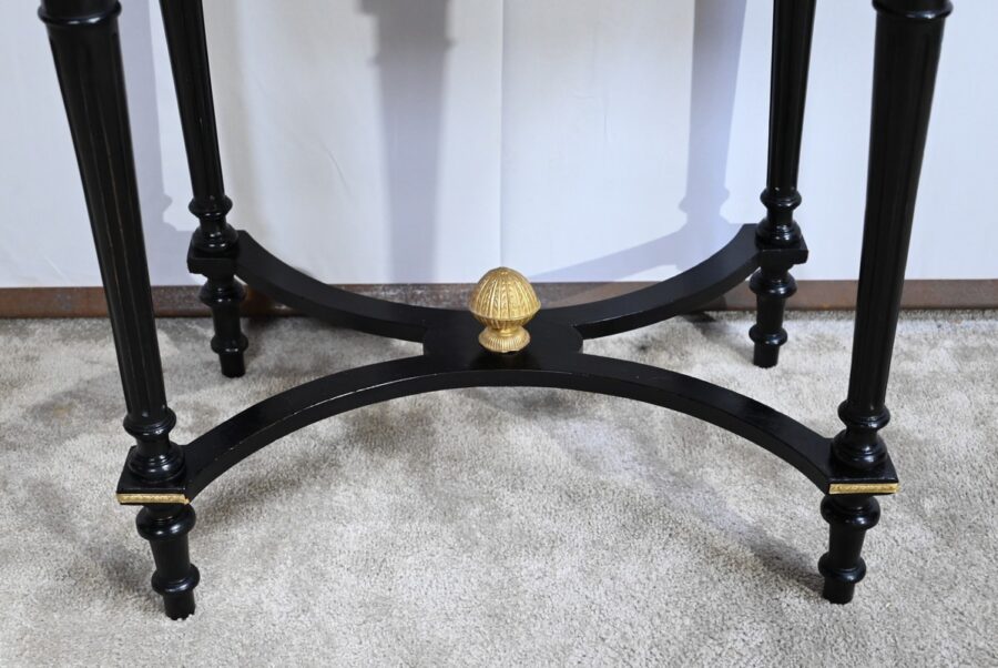 Petite Table en Poirier Noirci et Loupe de Thuya, style Louis XVI, époque Napoléon III – Milieu XIXe – Image 21