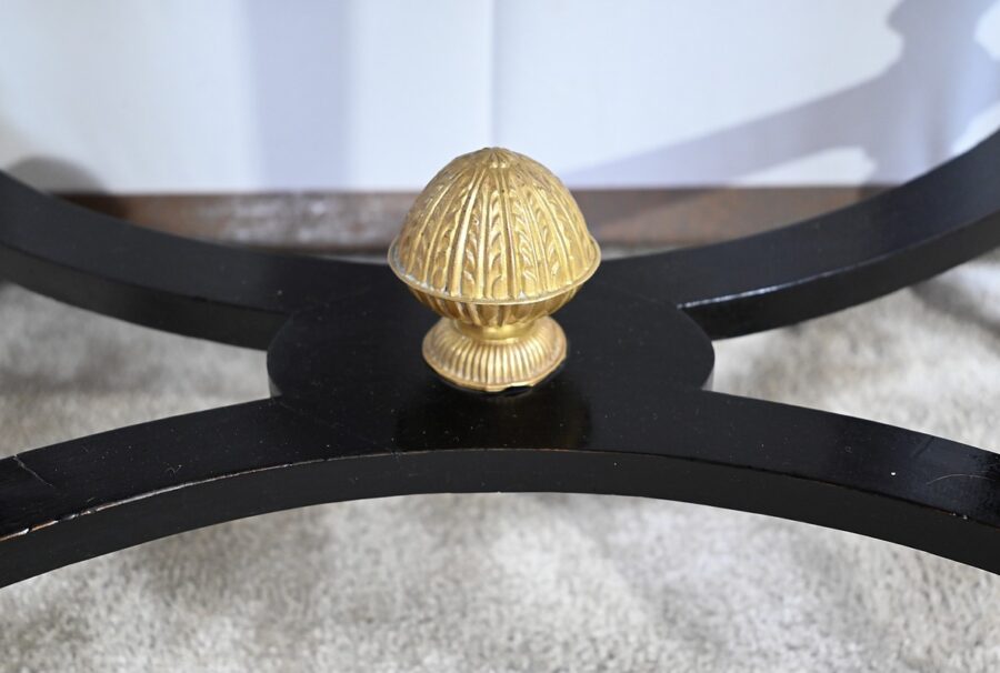 Petite Table en Poirier Noirci et Loupe de Thuya, style Louis XVI, époque Napoléon III – Milieu XIXe – Image 22
