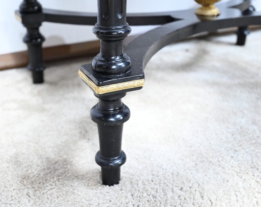 Petite Table en Poirier Noirci et Loupe de Thuya, style Louis XVI, époque Napoléon III – Milieu XIXe – Image 24