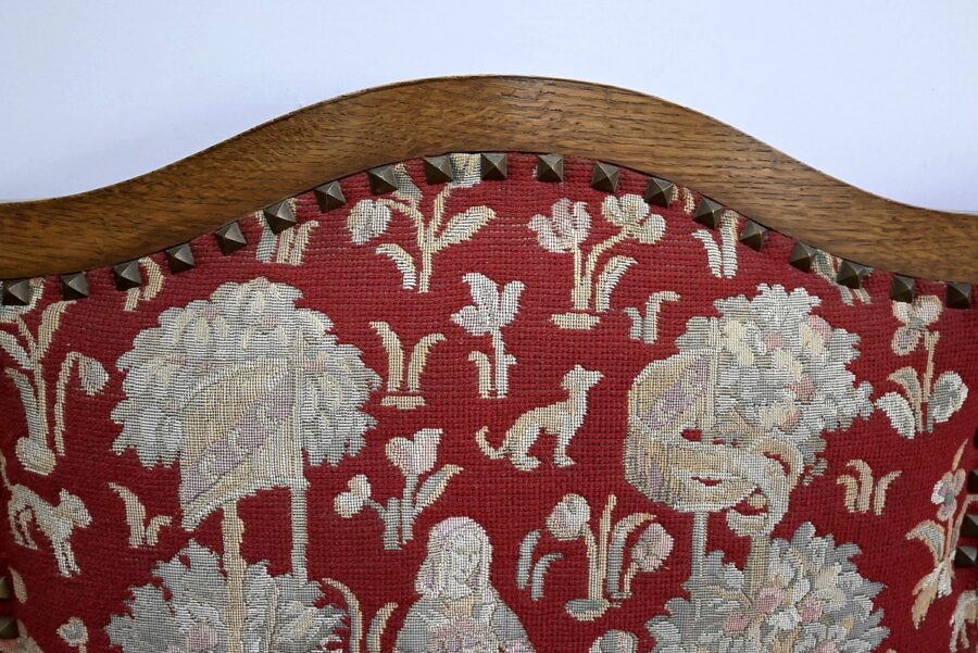 Banquette 3 places en Chêne massif, style Louis XIV – Fin XIXe – Image 10