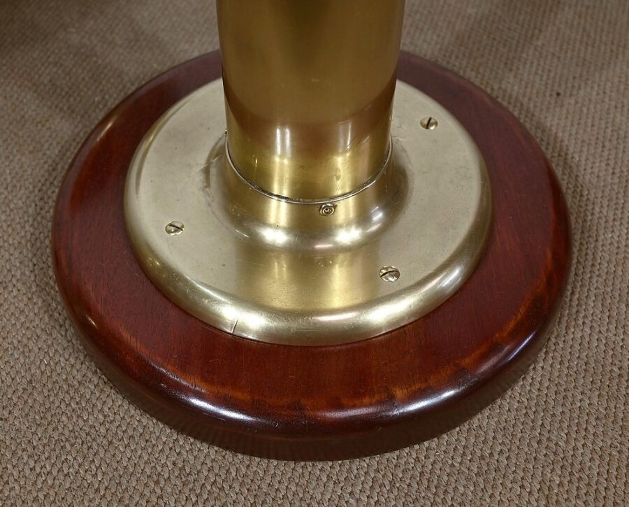 Suite de 3 Tabourets de Salon Paquebot, en Acajou et Laiton, Angleterre – Début XXe – Image 5