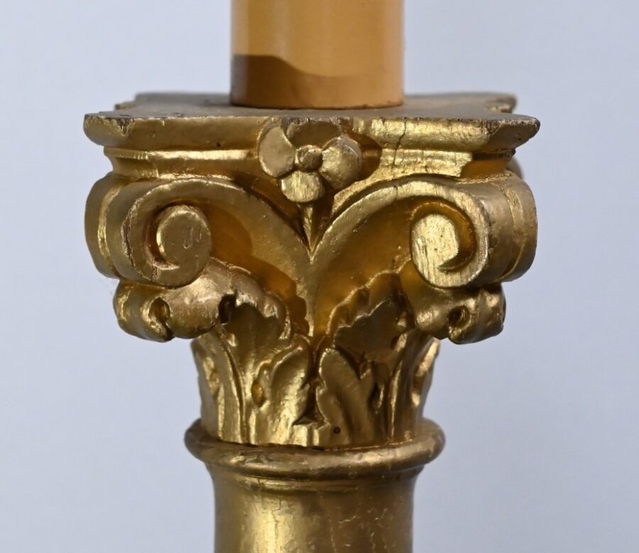 Paire de Pique-Cierges en Bois Doré, style Empire – Fin XIXe – Image 11