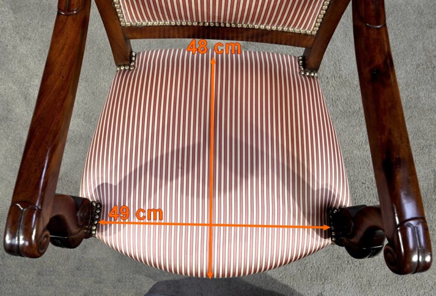 Fauteuil en Acajou de Cuba massif, époque Restauration – Début XIXe – Image 19