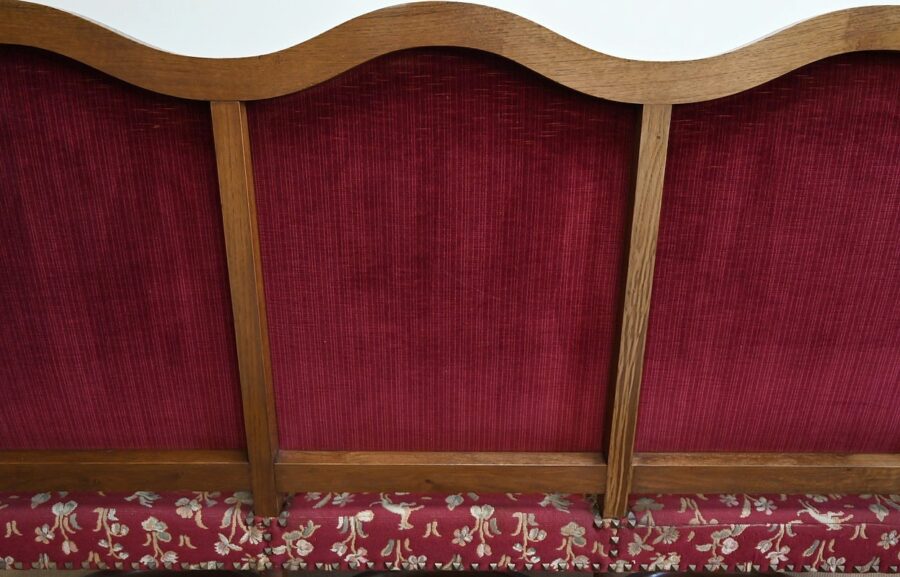 Banquette 3 places en Chêne massif, style Louis XIV – Fin XIXe – Image 21