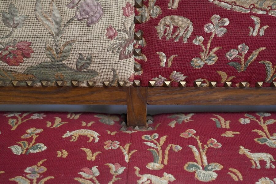 Banquette 3 places en Chêne massif, style Louis XIV – Fin XIXe – Image 8