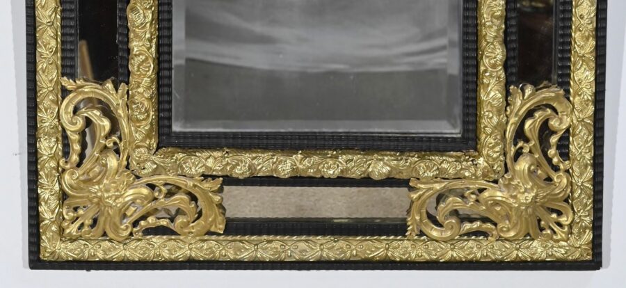 Miroir à Parcloses en Laiton, époque Napoléon III – Milieu XIXe – Image 14