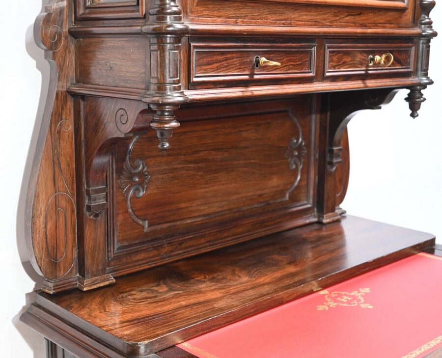 Petit Bureau Vitrine en Palissandre, époque Napoléon III - Milieu XIXe – Image 14