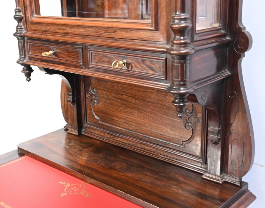 Petit Bureau Vitrine en Palissandre, époque Napoléon III - Milieu XIXe – Image 16