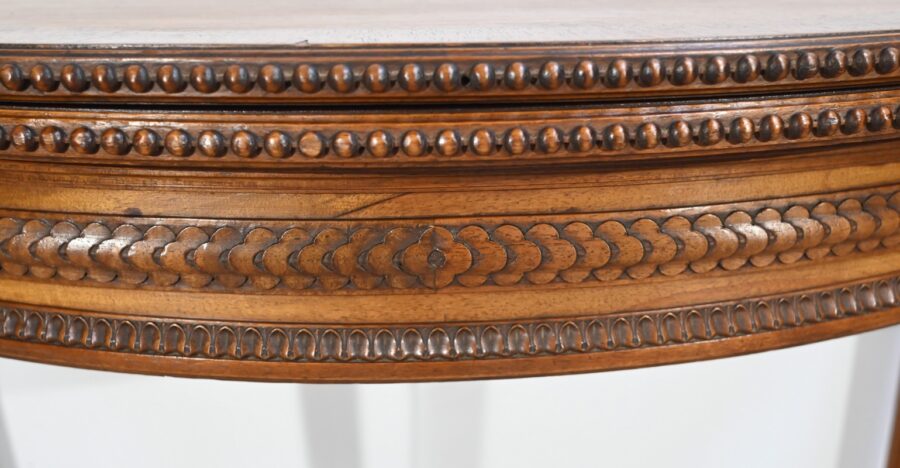 Table Demi-Lune en Noyer, style Louis XVI – Fin XIXe – Image 10