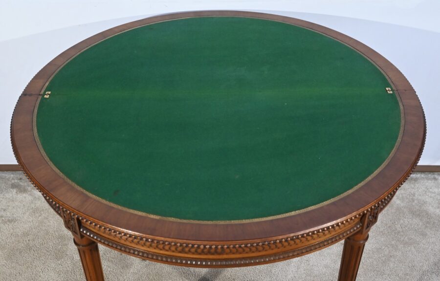 Table Demi-Lune en Noyer, style Louis XVI – Fin XIXe – Image 22