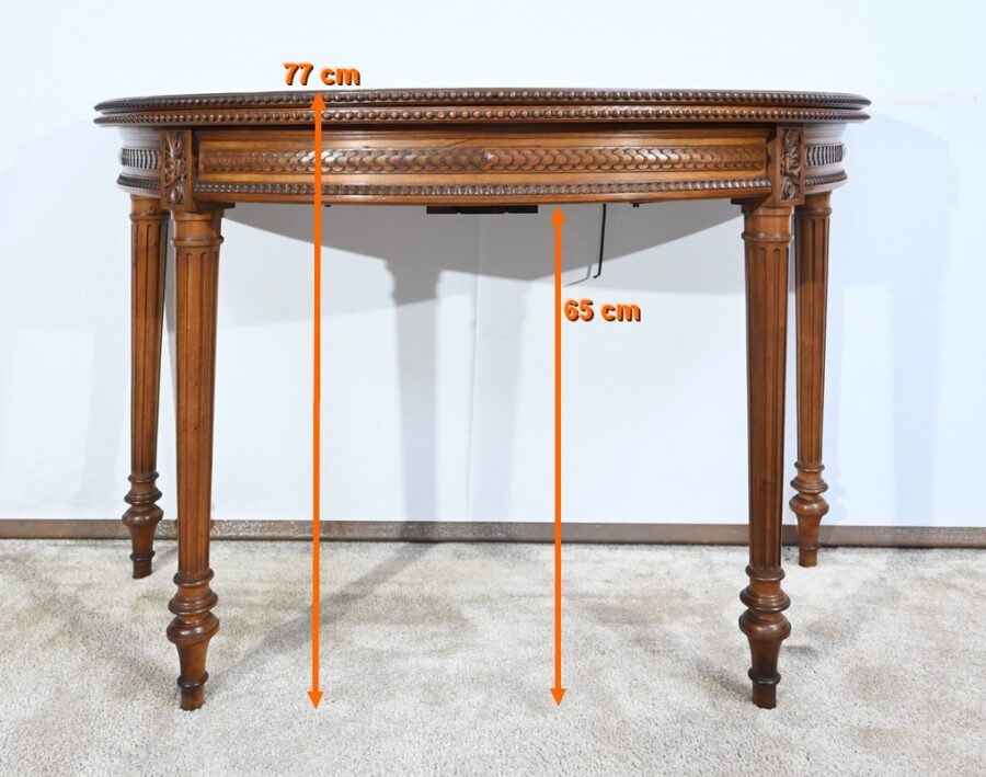 Table Demi-Lune en Noyer, style Louis XVI – Fin XIXe – Image 32