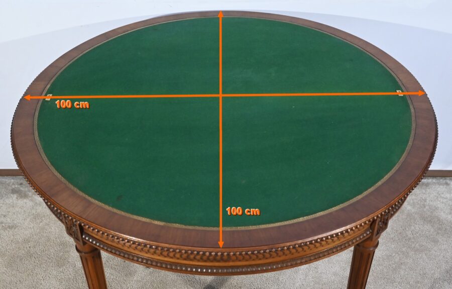 Table Demi-Lune en Noyer, style Louis XVI – Fin XIXe – Image 33