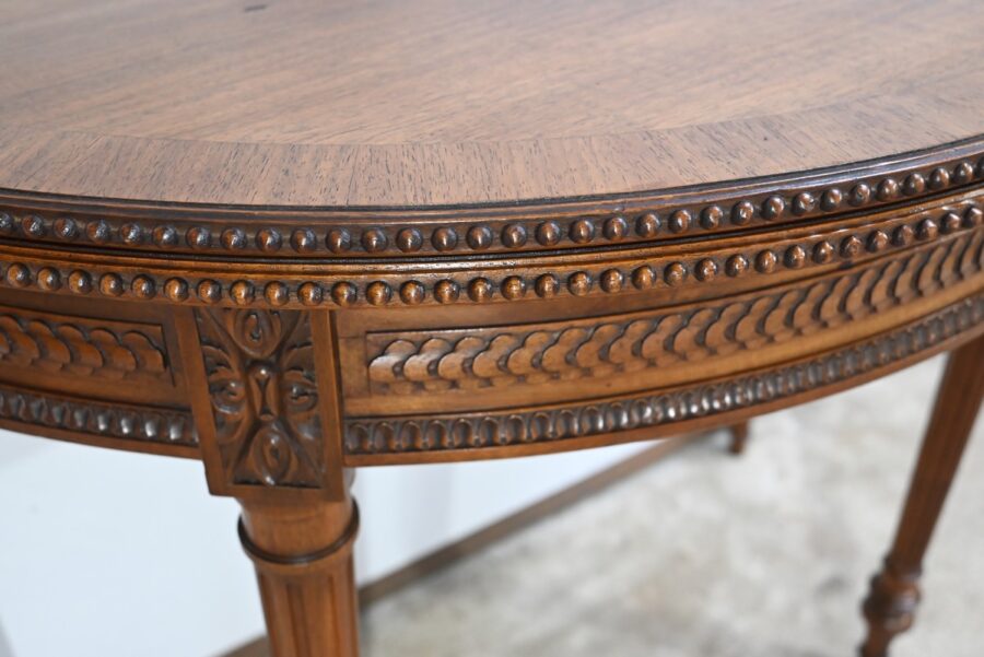 Table Demi-Lune en Noyer, style Louis XVI – Fin XIXe – Image 8
