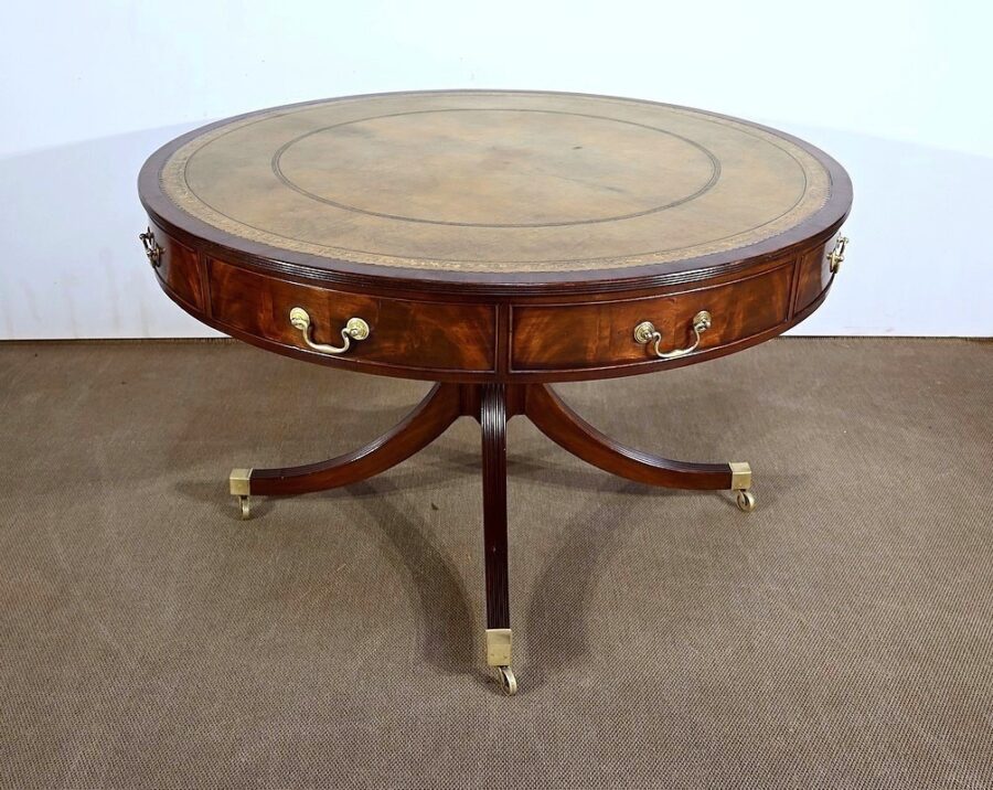 Table Tambour Tournante en Acajou, style Regency, Angleterre – 2ème moitié XIXe