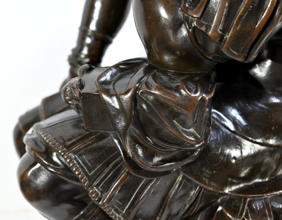 Bronze « Laurent de Médicis » d’après Michel Ange, école du XIXe – Milieu XIXe – Image 19