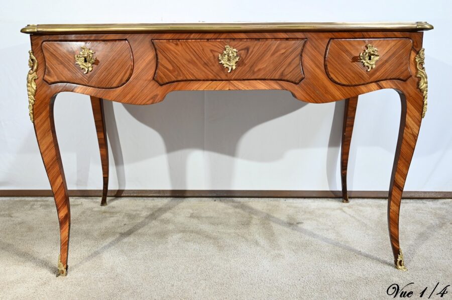 Bureau de Milieu en Bois Précieux, style Louis XV – Début XXe – Image 10