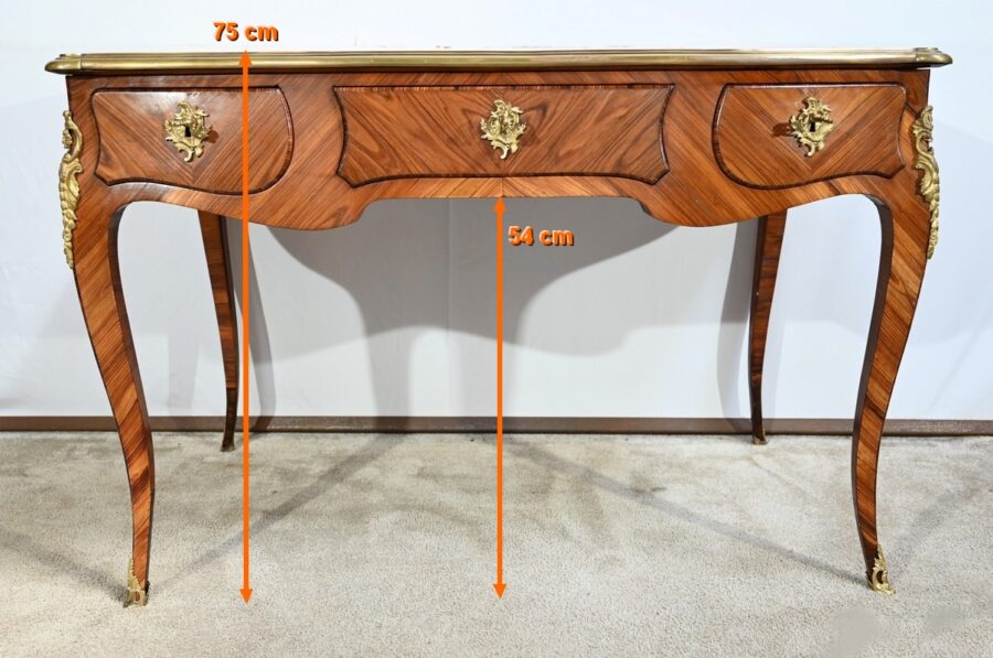 Bureau de Milieu en Bois Précieux, style Louis XV – Début XXe – Image 32
