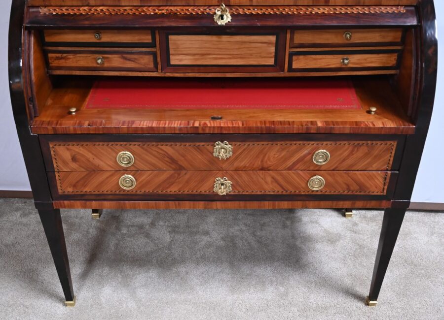 Exceptionnel Bureau Cylindre Vitrine en Bois Précieux – Fin XVIIIe – Image 19