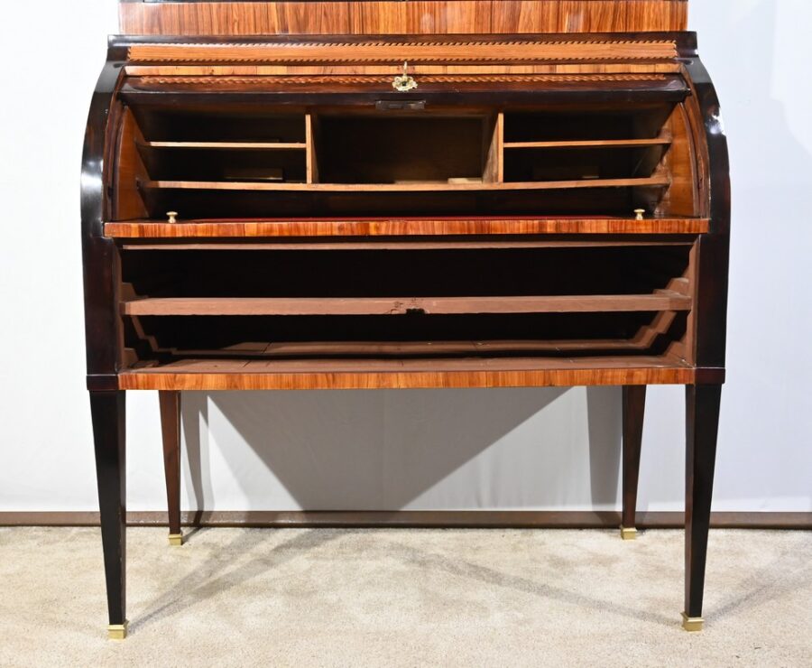 Exceptionnel Bureau Cylindre Vitrine en Bois Précieux – Fin XVIIIe – Image 29