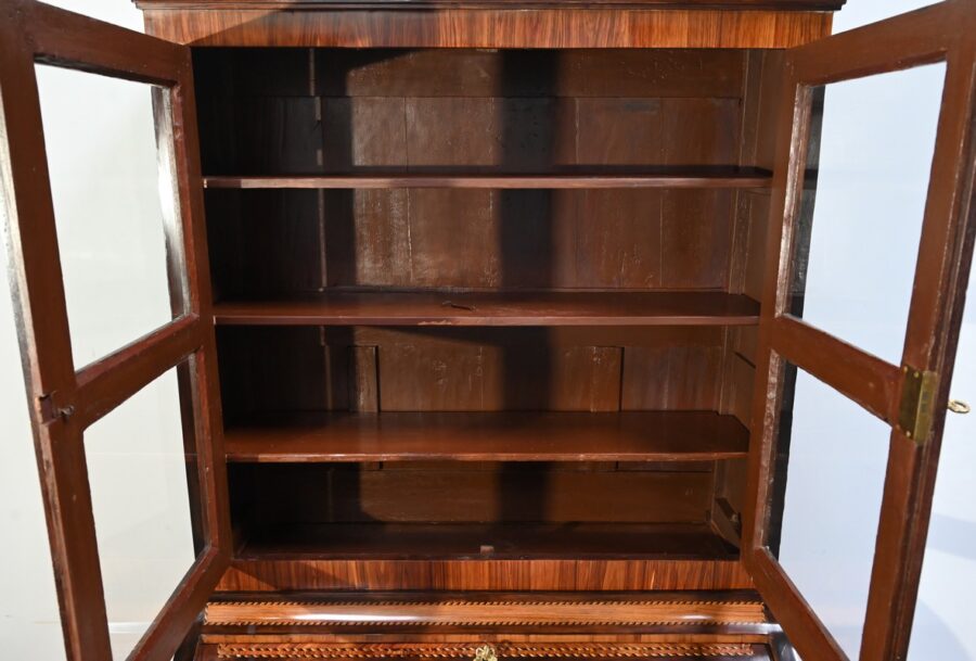 Exceptionnel Bureau Cylindre Vitrine en Bois Précieux – Fin XVIIIe – Image 9